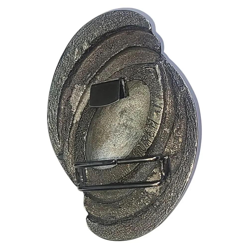 Vintage Designer‎ Artisan Lauren J Silvertone Modernist Belt Buckle